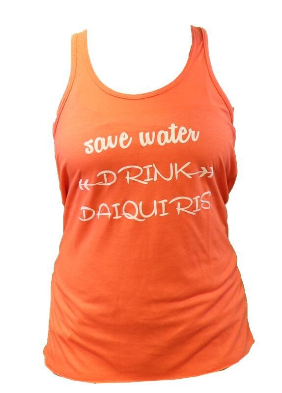 Save Water Drink Daiquiris Tank Top - Orange and White