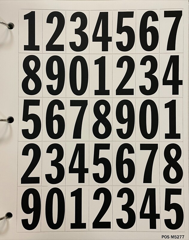 Numbers for 2pk Signage (Single Sheet)
