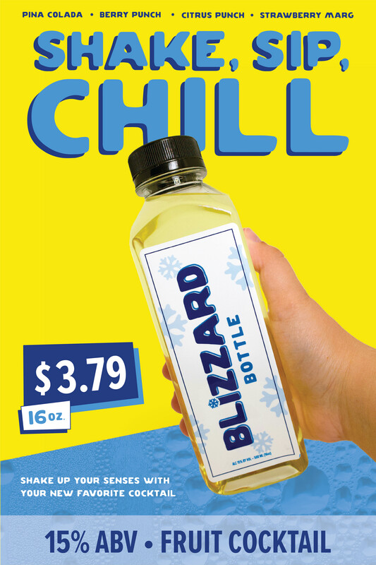 Blizzard Bottle 16oz Window Cling Sign