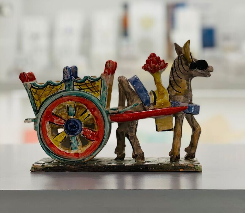 CARRETTO SICILIANO IN CERAMICA DI CALTAGIRONE