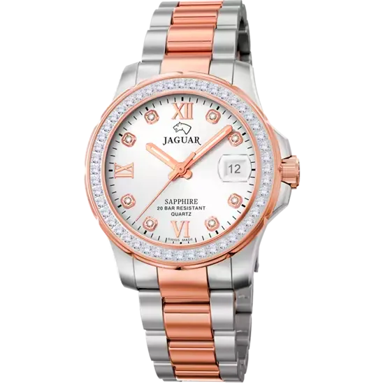 JAGUAR SWISS MADE EXECUTIVE DAME MADREPERLA, CINTURINO ACCIAIO E ROSATO