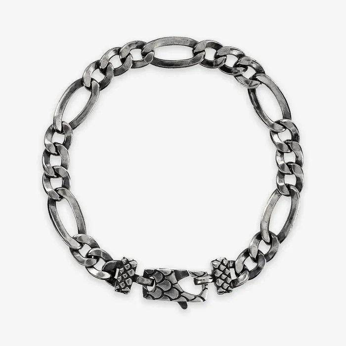BRACCIALE CATENA FIGARO E MOSCHETTONE TEXTURE