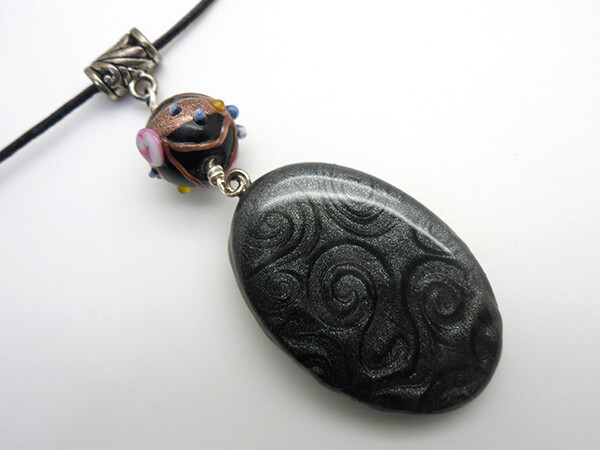 Black Oval Mica Necklace