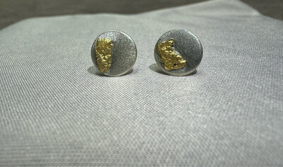 Naturgold Silber/Platten Ohrstecker Paar mit 0,17 g /1