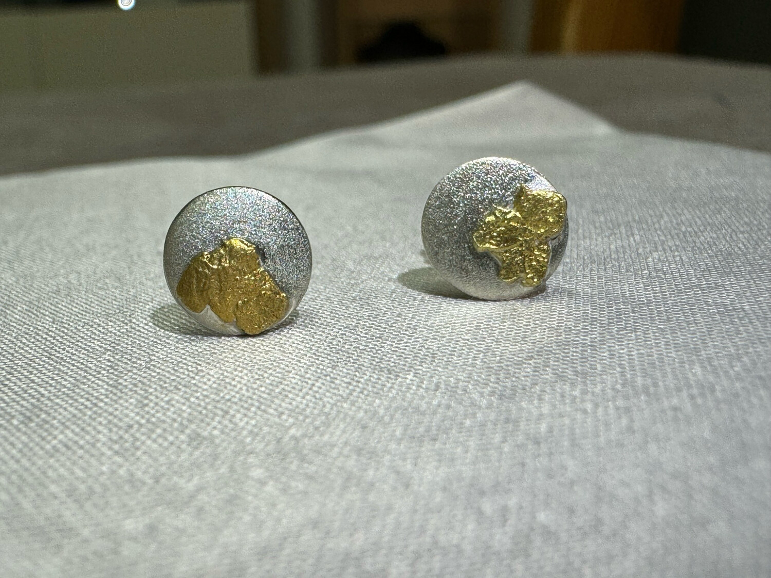Naturgold/Silber Ohrstecker Paar Mattiert mit 0,18 g