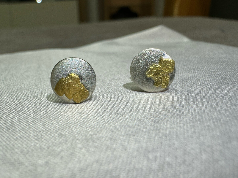 Naturgold/Silber Ohrstecker Paar Mattiert mit 0,18 g