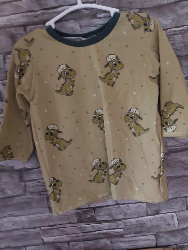 T -Shirt mit Dinomotiv mit Baumwollbündchen