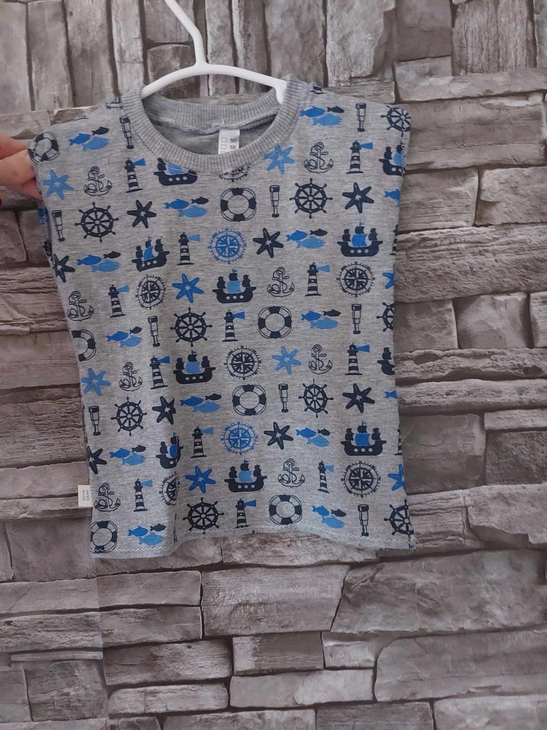 Shirt Seefahrermotive mit Baumwollbündchen