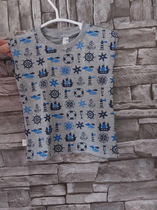 Shirt Seefahrermotive mit Baumwollbündchen