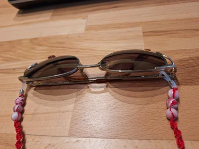 rote Brillenkette, 2 verschiedene Muster, mit Perlen