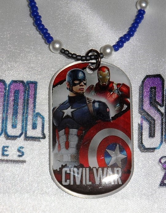 Captain America : Civil War Dog Tag Beaded Necklace