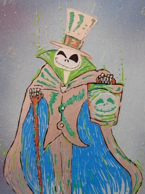 Hatbox Skellington Painting