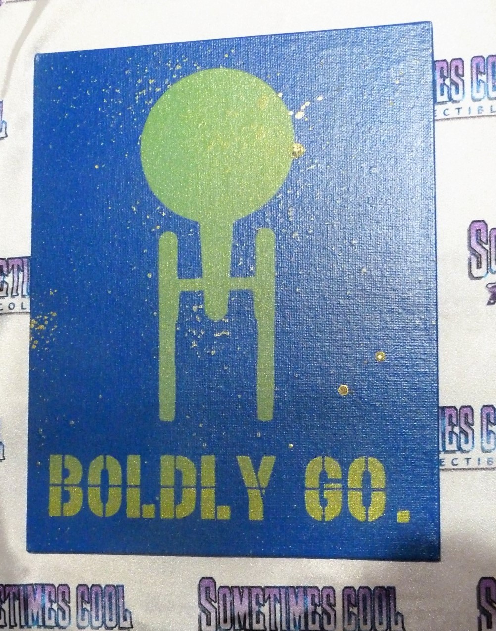 "BOLDLY GO" : STAR TREK painting (Greens & Glow)