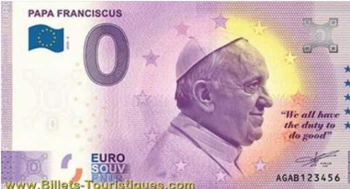 Billet touristique 0 euro Pape François