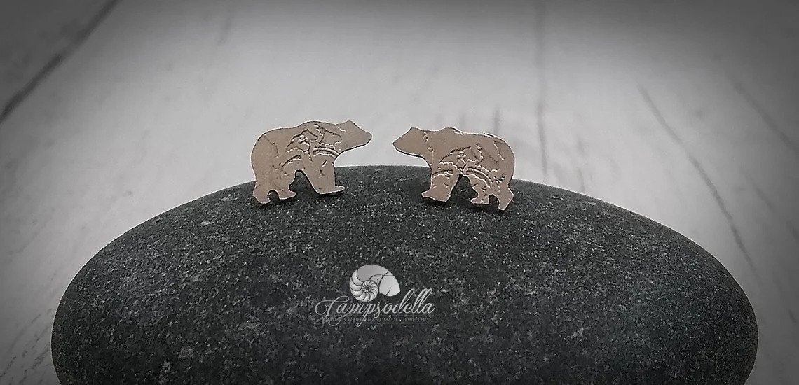 Silver Polar Bear Earring Studs- Sixpence 925