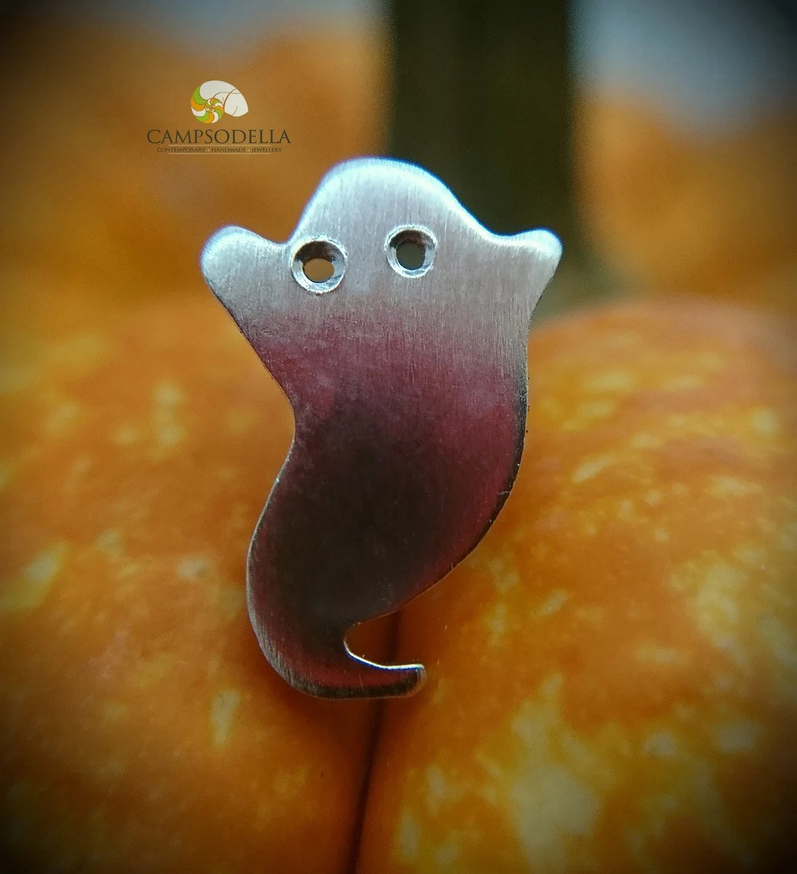 Silver Ghost Spooky Earring Studs