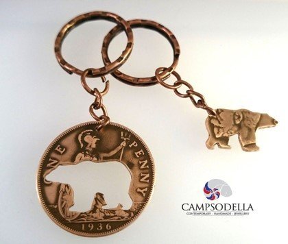 Bear Keyring set in bronze