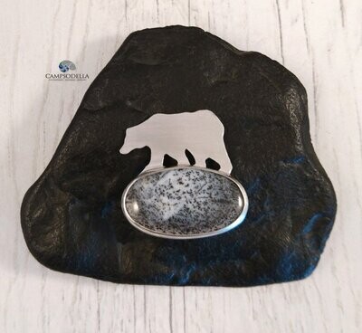 Polar bear brooch handmade in 925 silver