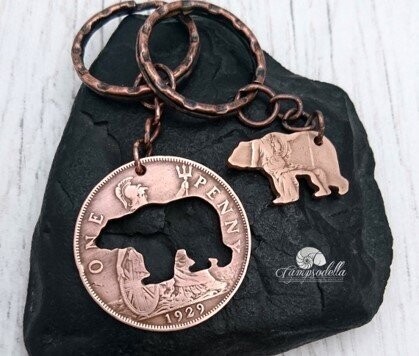 Bear Keyring set in bronze