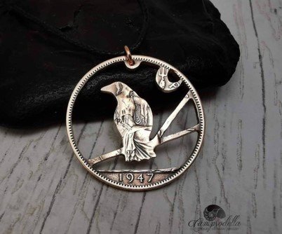 Night Raven necklace- Bronze Penny