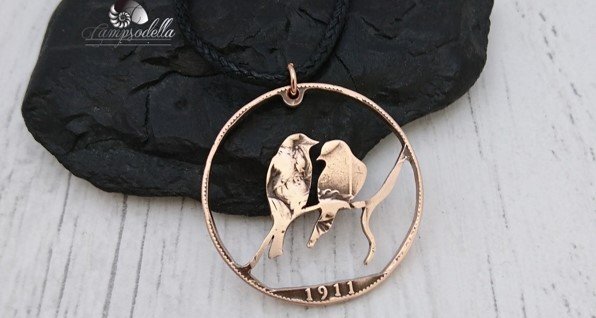 Love Bird Pendant- Bronze Penny