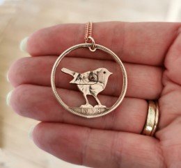 Robin coin necklace- Bronze Penny