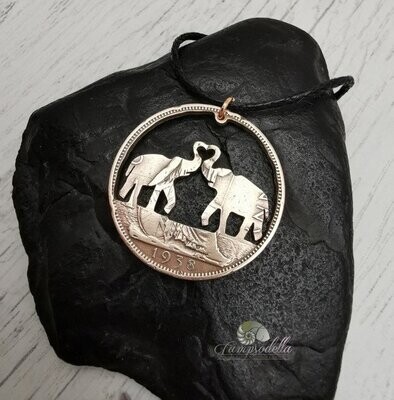 Romantic Elephant pendant- Bronze penny