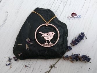 Robin coin necklace- Bronze Penny