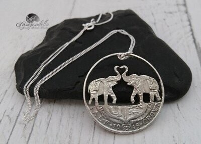 Silver Elephants in love- Half-crown 925