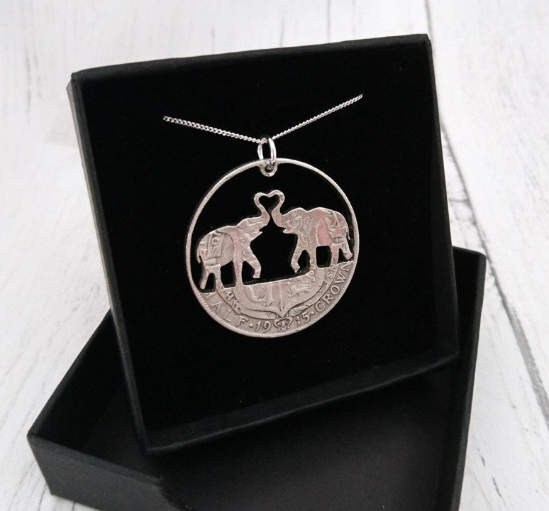 Silver Elephants in love- Half-crown 925