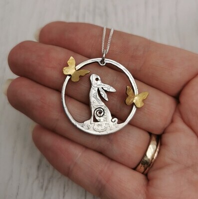 Hare and Butterfly necklace
