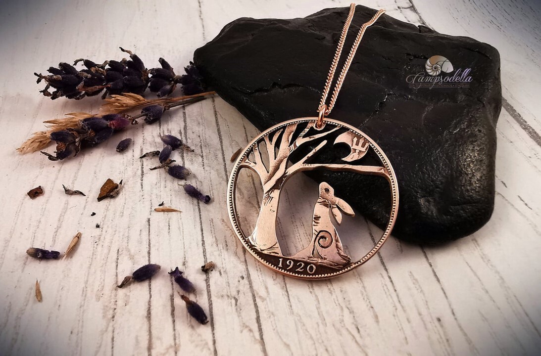 Hare Gazing in to the Forest Night sky- Bronze Penny