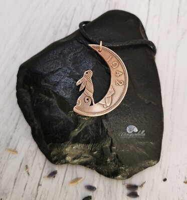 Irish Hare in the Moon pendant