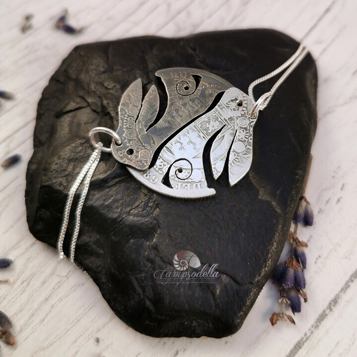 Yin Yang Silver Hare pendant set- Half -Crown 925