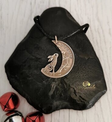 Hare in the Moon pendant- Half penny