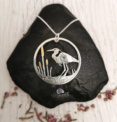 Heron pendant and chain- Silver & Gold