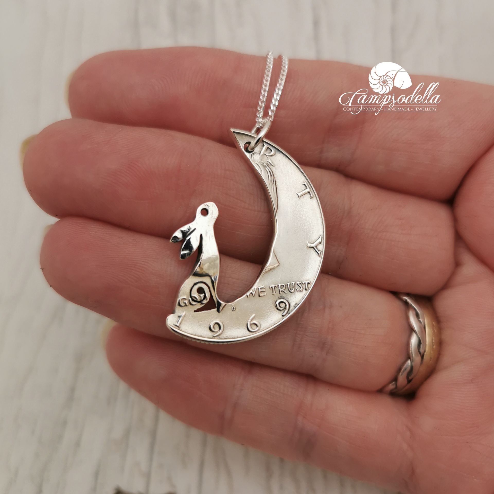 American Moon Hare silver necklace -1969