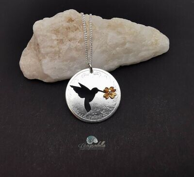 Humming bird silver & gold pendant- Shilling