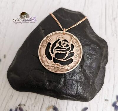 English Rose - Bronze Penny Pendant