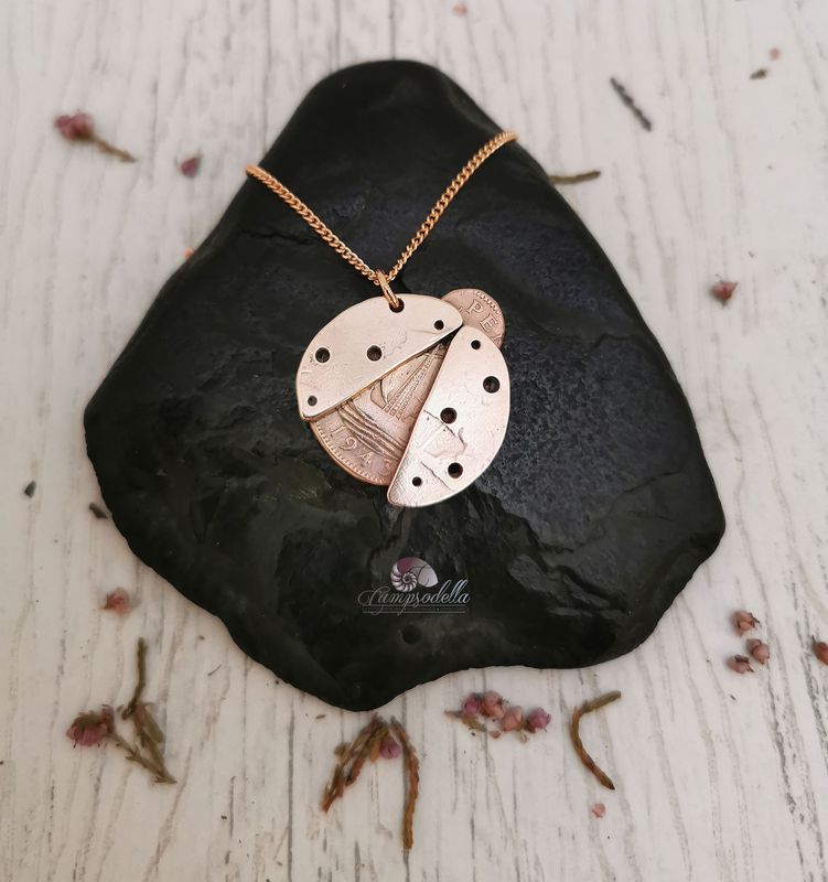 Ladybird bronze pendant- Lady bug necklace