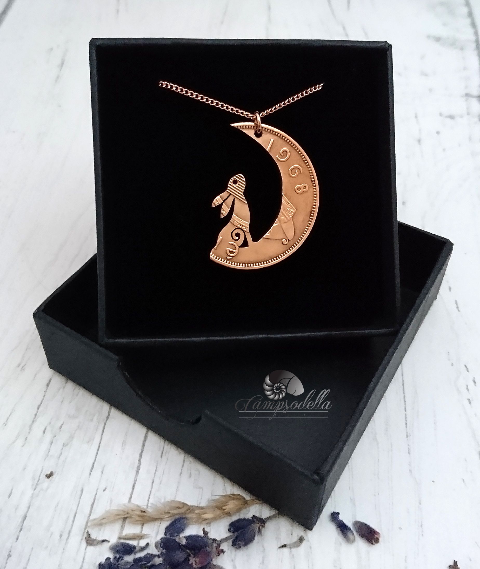 Irish Hare in the Moon pendant