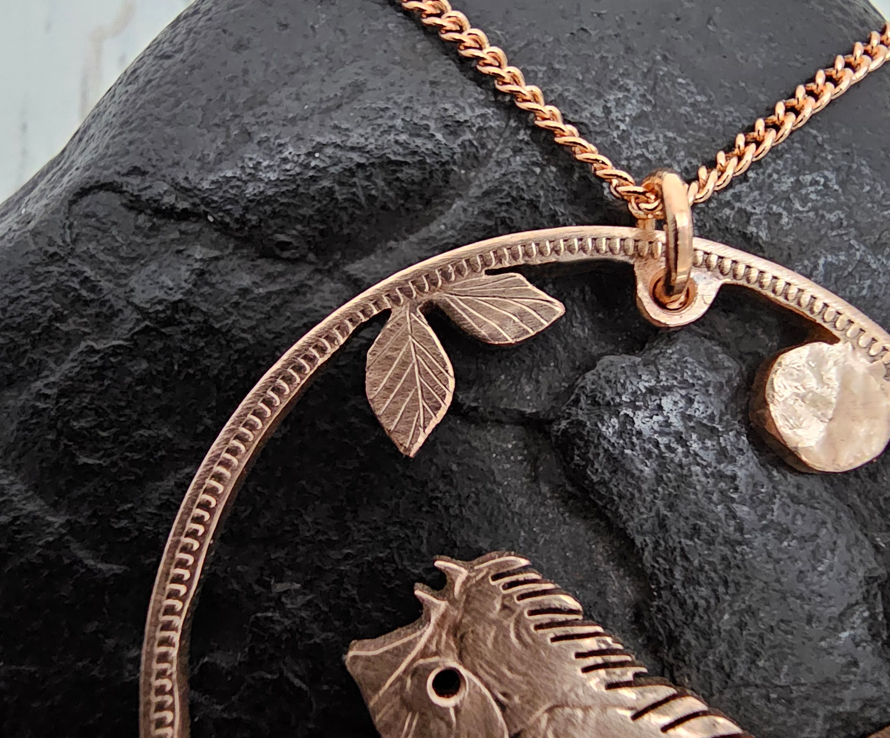 Hedgehog by moonlight necklace- Bronze Penny