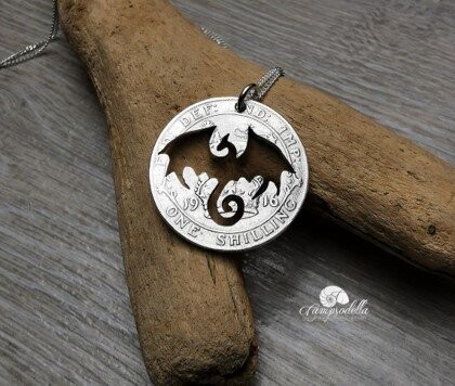 Dragon pendant necklace- Silver shilling Dragon pendant necklace- Silver shilling