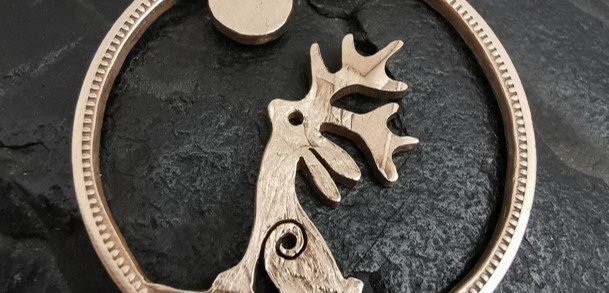 Jackalope Gazing at the Moon necklace- Bronze Penny