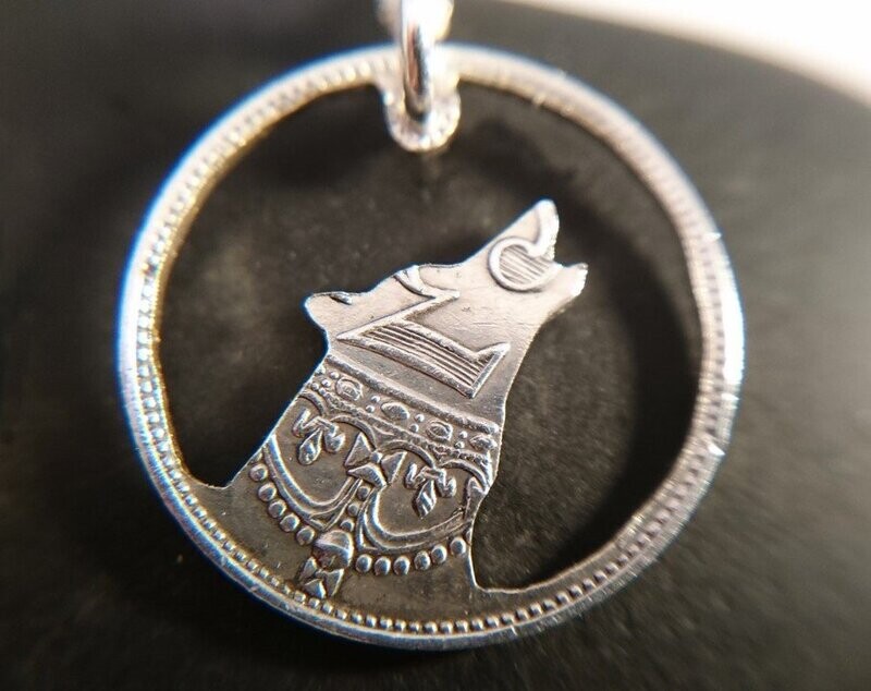 Tiny Silver Wolf pendant- Threepence 925 Tiny Silver Wolf pendant- Threepence 925