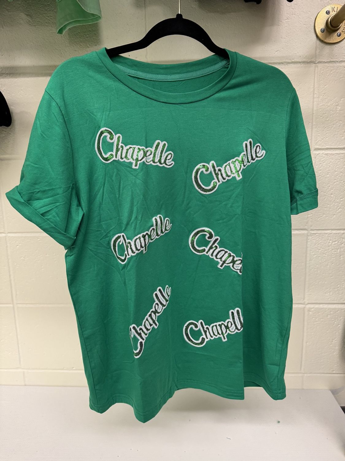 Ladies Sequin Shirt- Green