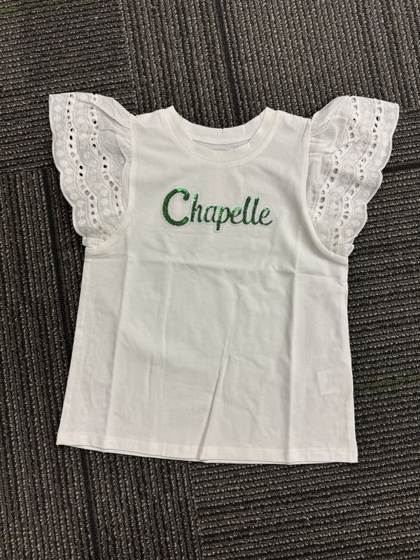 Chapelle Sequin Girls Shirt- White