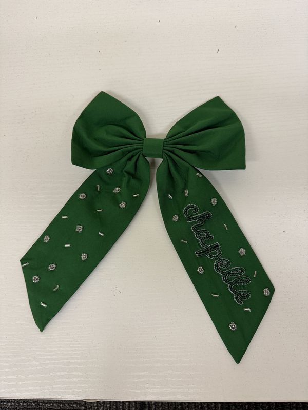Beaded Clip Bow- Green