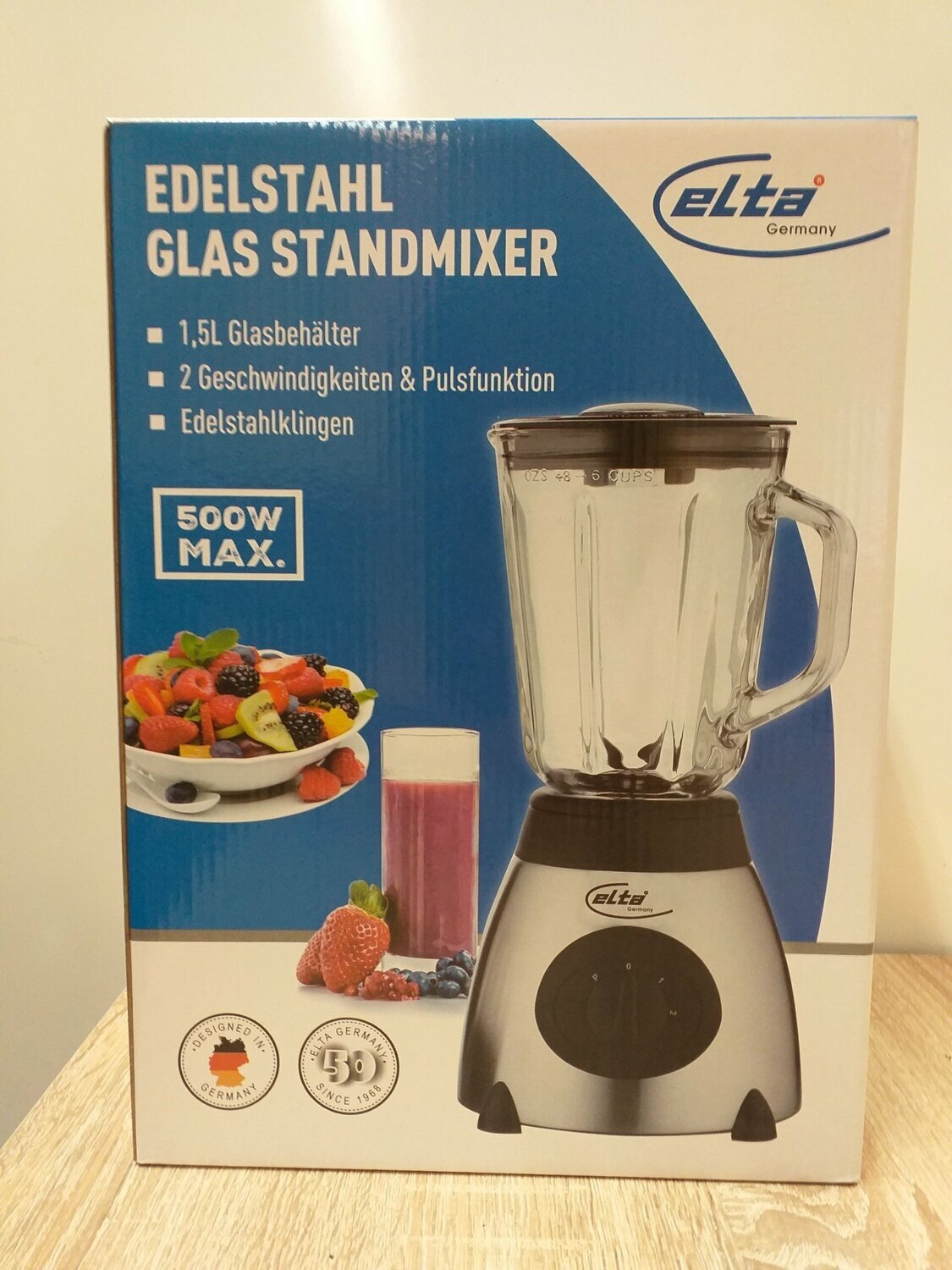 ELTA - Edelstahl- Glas- Standmixer - 500W - Edelstahlklingen