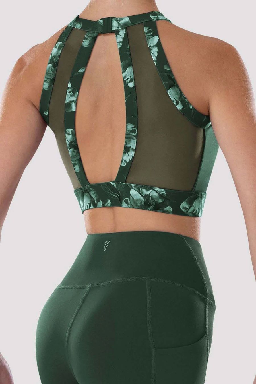 Reece High neck Floral trim crop top